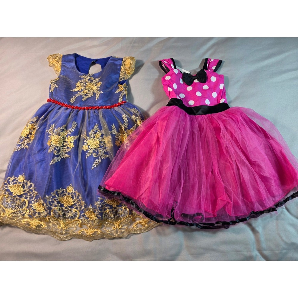 NNJXD Princess Dresses Kids Size 110 2-3T Dress Up Halloween Tulle 2pc Lot NEW